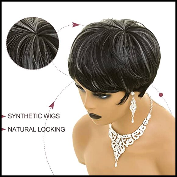 Synthetic Pixie Straight Wig Glueless Adjustable Cap Soft Thick Hair main image 4